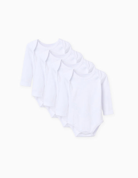 Pack of 4 Bodysuits with Lap Shoulders for Newborns and Babies, White