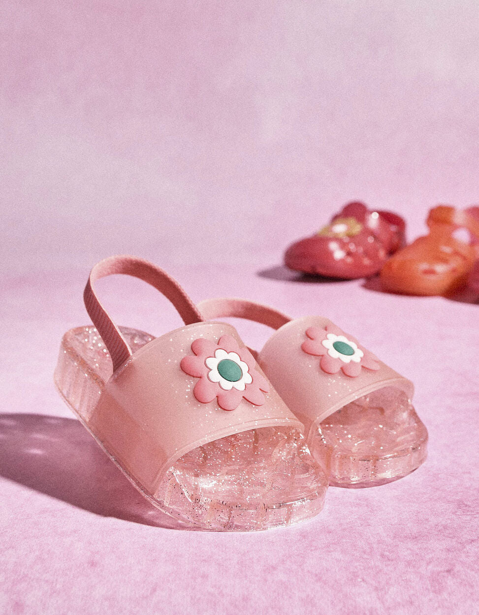 Rubber Sandals with Glitter for Girls 'Flower', Pink